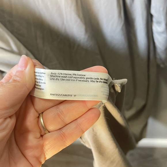 Eileen Fisher Women's Jersey Crew Hi Low Slit Hem Dress Color Sand Size Large - Picture 3 of 4